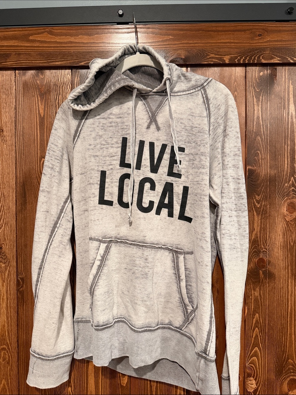 J. America 'LIVE LOCAL' Distressed Light Gray Hoodie